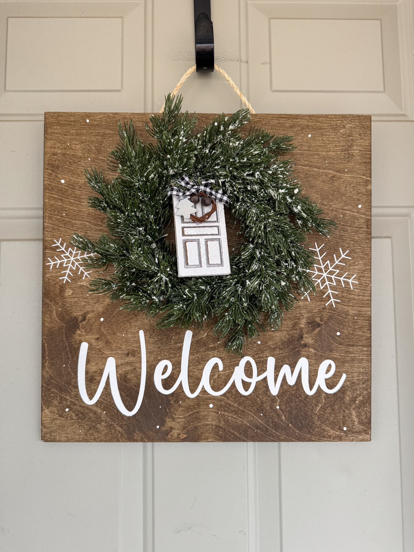 Winter Welcome Wreath Square Door Hanger