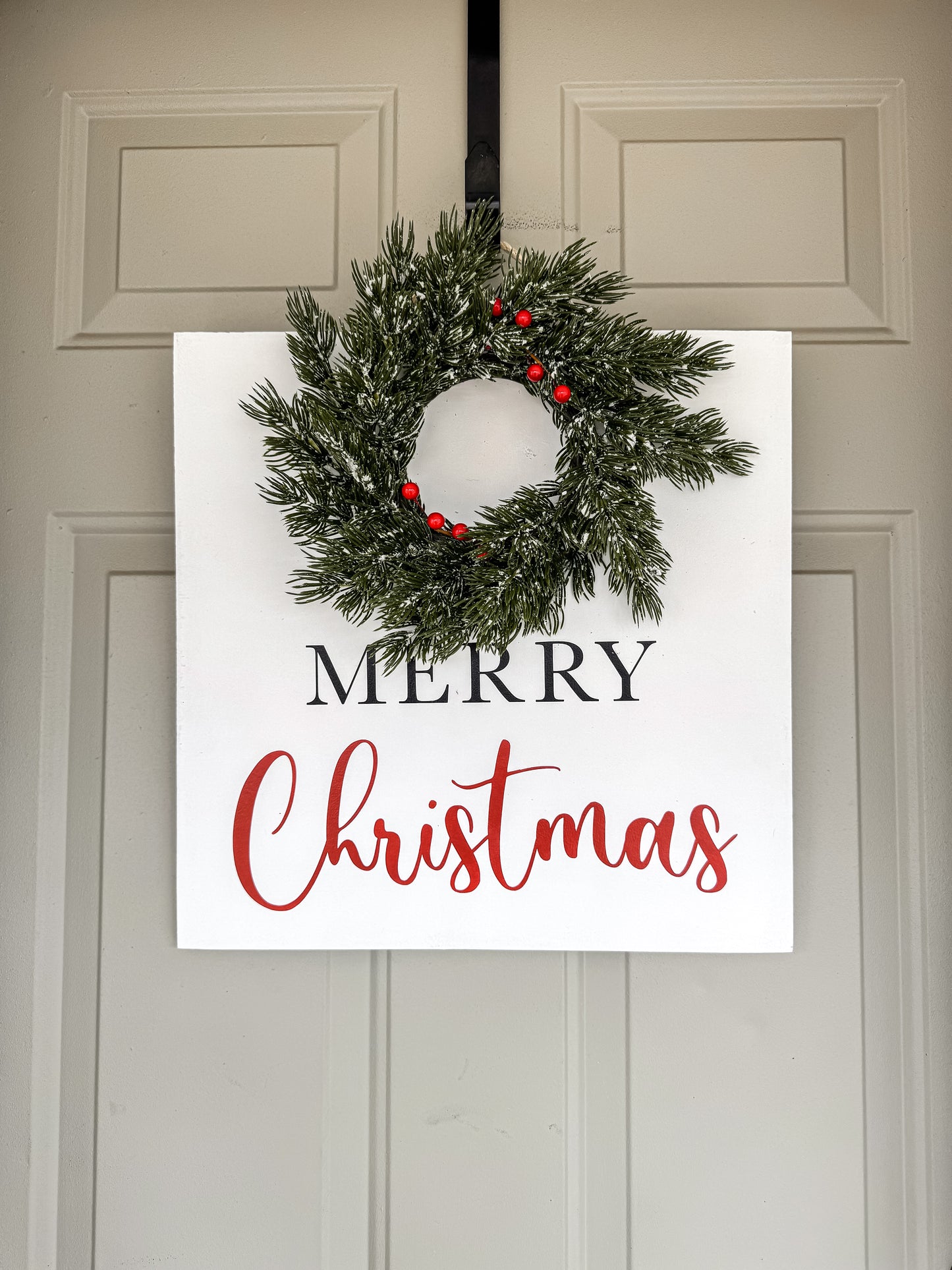 Wreath Merry Christmas Square Door Hanger