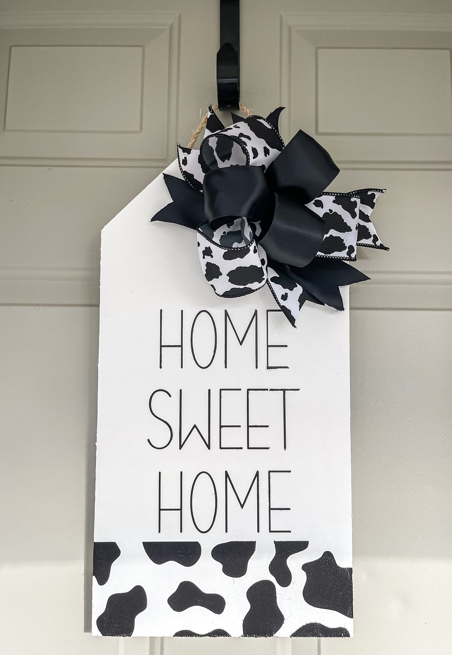 Home sweet home - black and white cow print (tag)