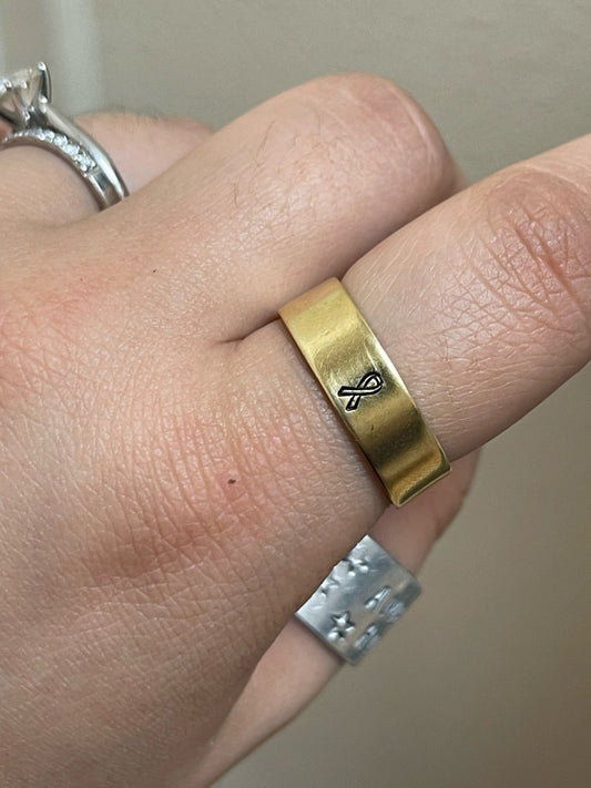 Breast Cancer Ribbon - Brass Ring