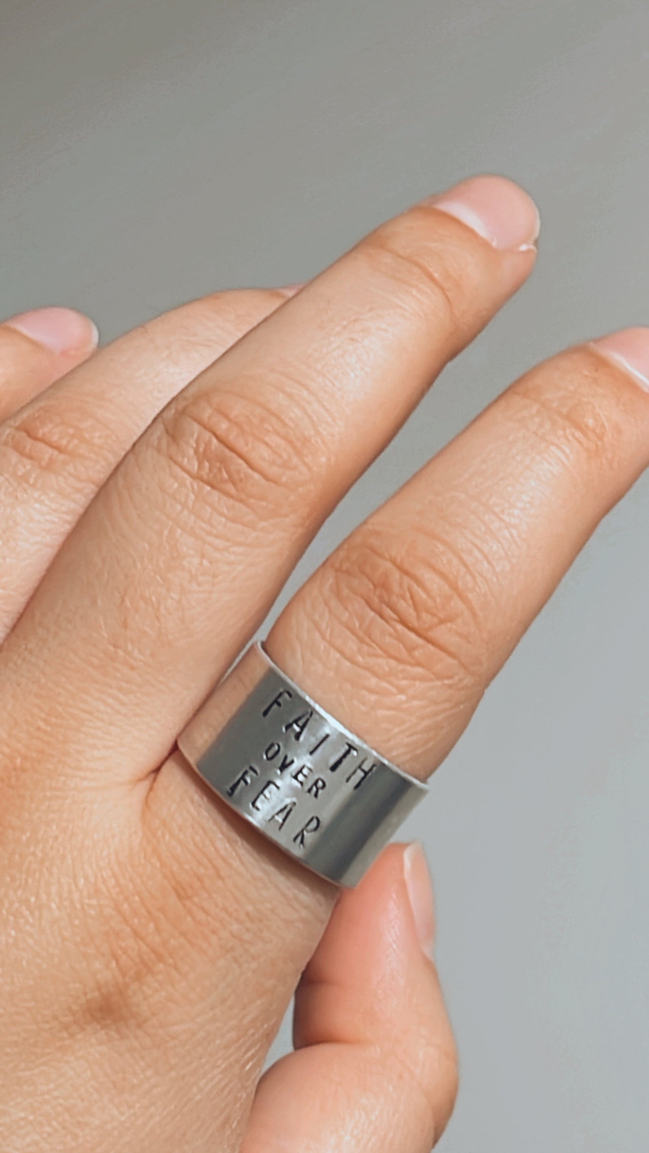 Faith Over Fear - Aluminum wide ring