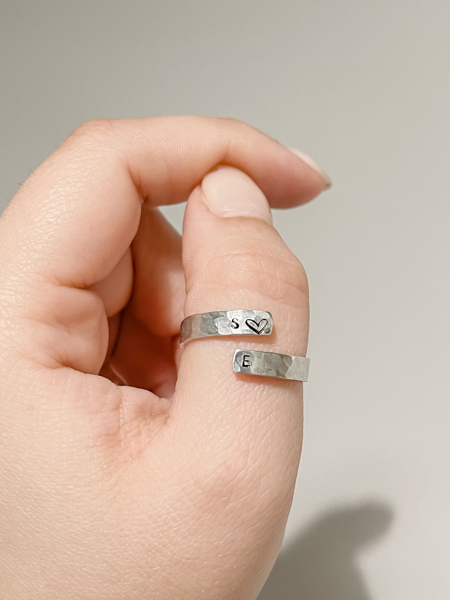 Initial Hammered Thin Wrap Ring - Custom