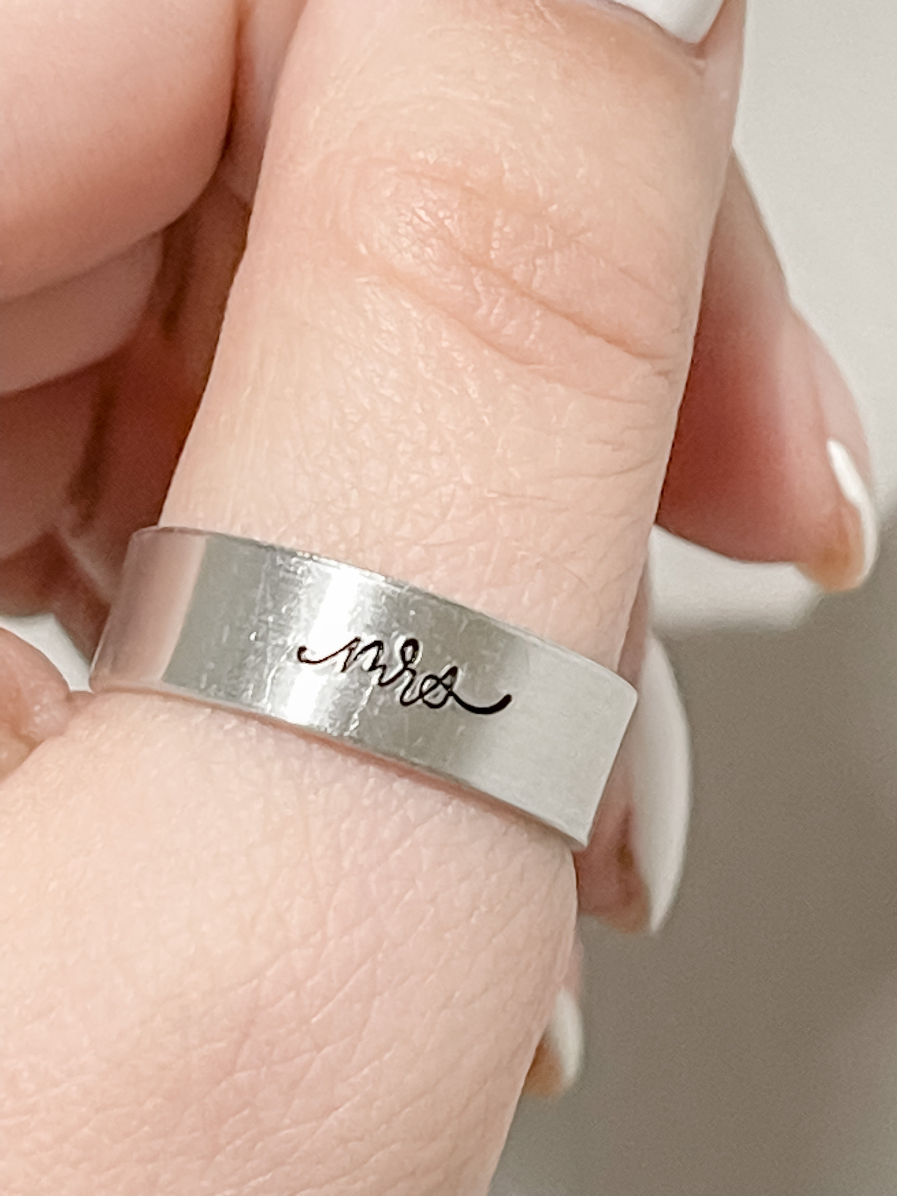 Mrs. With Script Under Mrs. Script Ring – Handmade by JJ