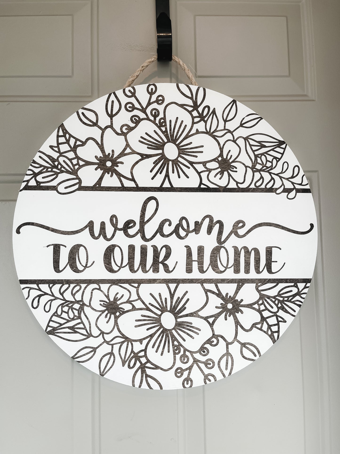 Welcome to our home Floral Door Hanger