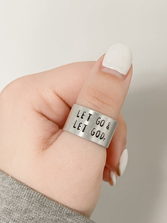 Let go & Let God Wide Ring