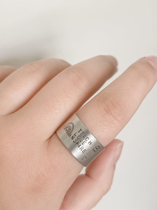 Teach, Love, Inspire Wide Ring